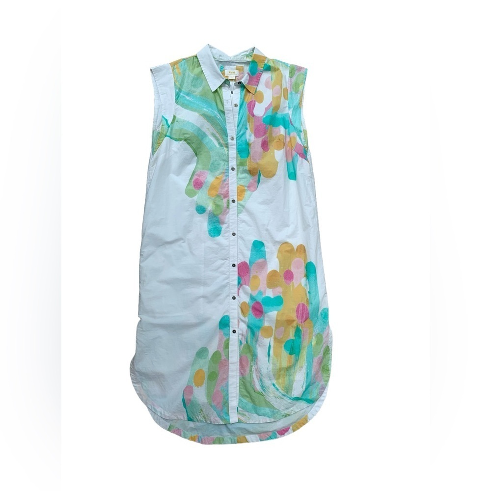 Anthropologie NWT Size L The Lillian Cap-Sleeve Button-Front Midi Dress by Maeve